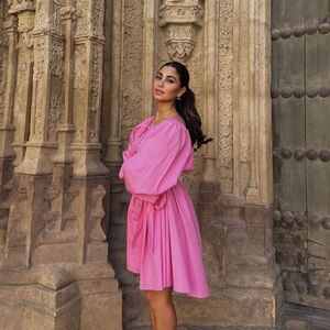 H&M Tie Belt Dress Pink New Belted Barbiecore Barbie Core